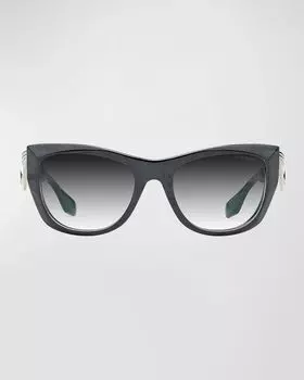Солнцезащитные очки «кошачий глаз» из ацетата и титана Icelus Dita, цвет Black Pearl Silver