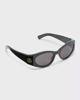 Солнцезащитные очки «кошачий глаз» из ацетата монограммы Gucci, цвет Shiny Black Mazzucchelli