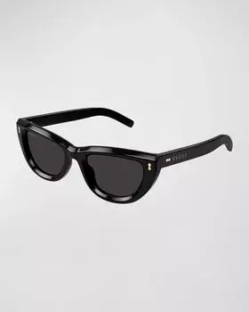 Солнцезащитные очки «кошачий глаз» из ацетата с логотипом Gucci, цвет Shiny Black