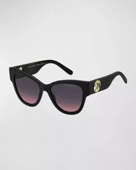 Солнцезащитные очки «кошачий глаз» из ацетата с вырезом и логотипом Marc Jacobs, цвет Black