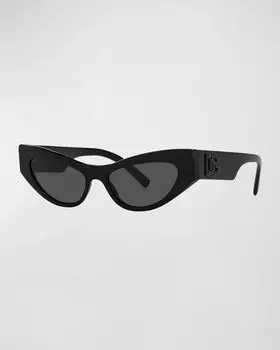 Солнцезащитные очки «кошачий глаз» из ацетата с логотипом DG Dolce&Gabbana, цвет Black