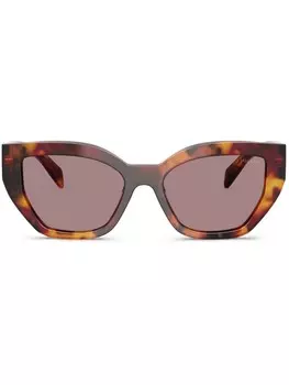 Солнцезащитные очки «кошачий глаз» с эффектом черепаховой кожи Prada Eyewear, коричневый