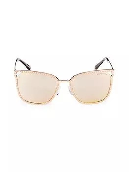 Солнцезащитные очки «кошачий глаз» с украшением 57MM Michael Kors, цвет Rose Gold