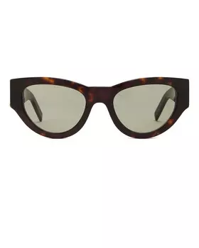 Солнцезащитные очки «кошачий глаз» Saint Laurent, цвет Havana & Green