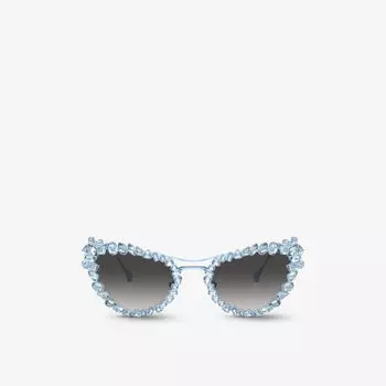 Солнцезащитные очки «кошачий глаз» sk7011 из металла, украшенные драгоценными камнями Swarovski, синий