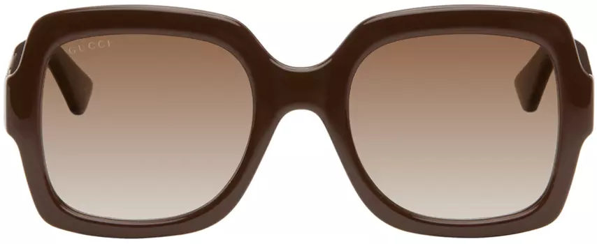 Солнцезащитные очки квадратной формы коричневого цвета Gucci, коричневый/коричневый/коричневый