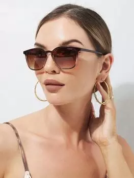 Солнцезащитные очки квадратные, коричневый