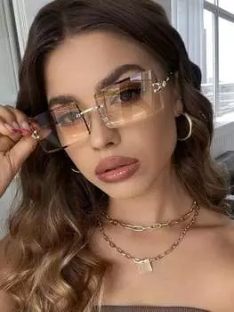 Солнцезащитные очки квадратные, коричневый