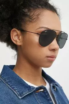 Солнцезащитные очки LENNY KRAVITZ X AVIATOR REVERSE Ray-Ban, черный