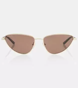 Солнцезащитные очки Logo cateye Gucci, Gold-Gold-Brown