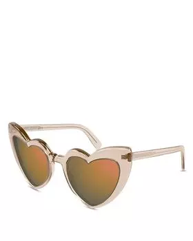Солнцезащитные очки LouLou Fashion Icons в форме сердца, 54 мм Saint Laurent, цвет Tan/Beige