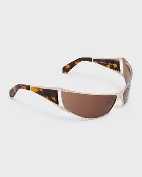 Солнцезащитные очки Luna, смешанная техника, с запахом Off-White, цвет Gold