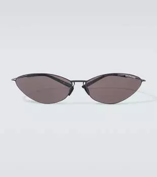 Солнцезащитные очки Malibu с эффектом кошачьего глаза Balenciaga, Black-Black-Grey