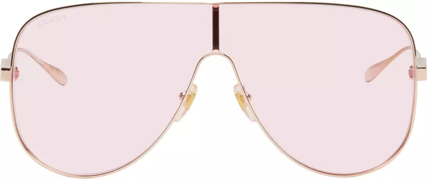 Солнцезащитные очки-маски из розового золота Gucci