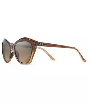 Солнцезащитные очки Maui Jim Lotus PolarizedPlus2 «кошачий глаз», 56 мм, коричневый