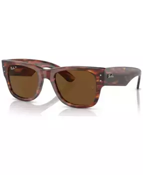 Солнцезащитные очки Mega Wayfarer 52 Unisex с поляризацией, для низкой переносицы Ray-Ban, коричневый