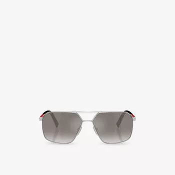 Солнцезащитные очки металлические Prada Linea Rossa PS A50S с нестандартной оправой, серебряный