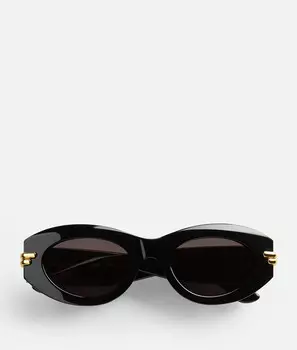 Солнцезащитные очки Mitre овальные Bottega Veneta, черный/серый