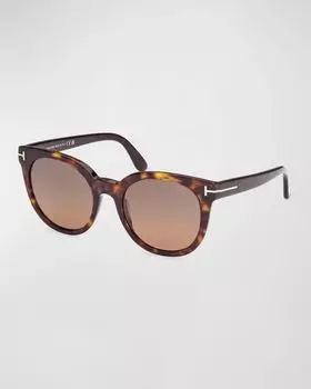 Солнцезащитные очки Moira из ацетата в форме бабочки TOM FORD, цвет Dhav/Brnpz