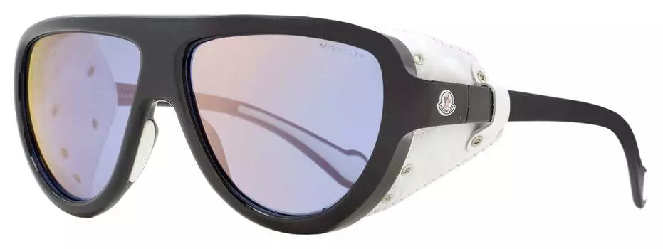 Солнцезащитные очки Moncler Unisex Shield ML0089 01C Black/White Leather 57 мм