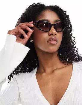 Солнцезащитные очки Monki «кошачий глаз» в коричневом черепаховом панцире