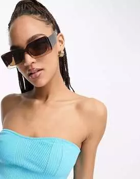 Солнцезащитные очки Monki в небольшой прямоугольной массивной оправе с бежевым эффектом омбре