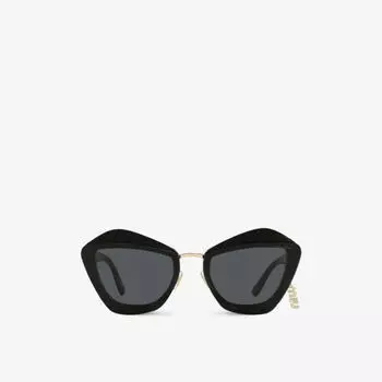 Солнцезащитные очки MU01XS в ацетатной оправе-бабочке Miu Miu, черный