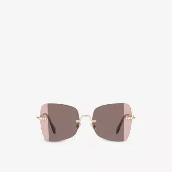 Солнцезащитные очки MU50WS в металлической квадратной оправе Miu Miu, желтый