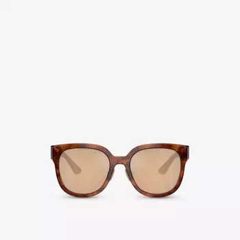 Солнцезащитные очки mu 01zs в квадратной оправе из ацетата черепаховой расцветки Miu Miu, коричневый