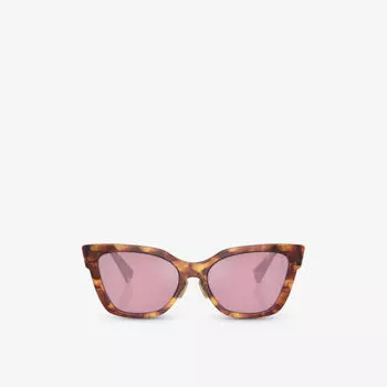 Солнцезащитные очки mu 02zs в квадратной оправе из ацетата черепаховой расцветки Miu Miu, коричневый