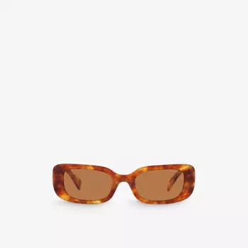 Солнцезащитные очки MU 08YS в квадратной оправе из ацетата черепаховой расцветки Miu Miu, коричневый
