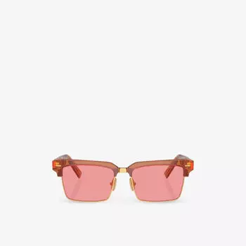 Солнцезащитные очки Mu 10zs в прямоугольной оправе из ацетата Miu Miu, розовый