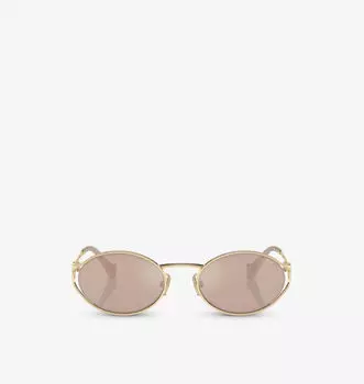 Солнцезащитные очки Mu 52ys в овальной оправе из металла Miu Miu, золотой