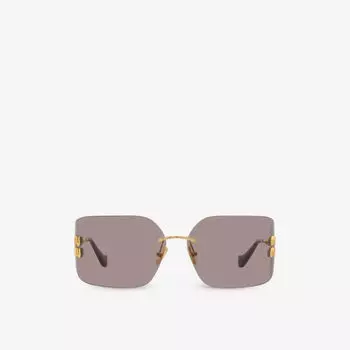 Солнцезащитные очки MU 54YS в металлической квадратной оправе Miu Miu, желтый