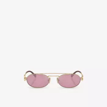 Солнцезащитные очки Mu 54zs в овальной оправе из металла Miu Miu, золотой