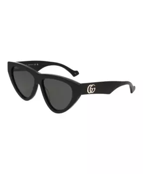 Солнцезащитные очки необычной формы в металлической оправе Gucci, черный