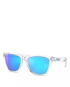 Солнцезащитные очки Oakley Frogskins Prizm, квадратные, поляризационные, зеркальные, 54 мм, белый