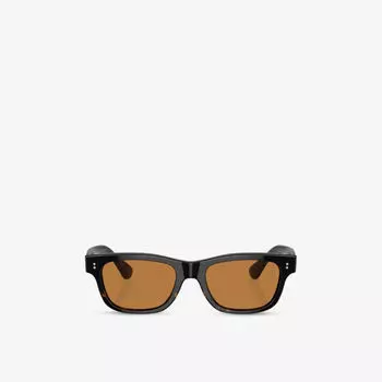 Солнцезащитные очки Oliver Peoples Rossun Sun прямоугольные с ацетатной оправой, черный
