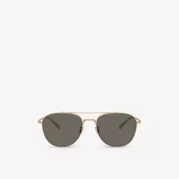 Солнцезащитные очки Ov1335St в титановой оправе-пилоте Oliver Peoples, золотой