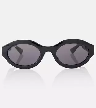 Солнцезащитные очки овальной формы в минималистском стиле с узором GG Gucci, черный