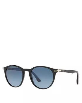 Солнцезащитные очки Persol, круглые, 52 мм, черный