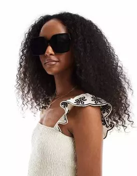 Солнцезащитные очки Pieces в квадратной оправе с черными тонированными линзами черного цвета