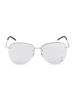 Солнцезащитные очки Pilot 61MM с монограммой Saint Laurent, серебряный