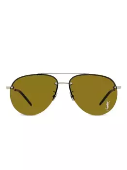 Солнцезащитные очки-пилоты 11/F M Classic Saint Laurent Eyewear, серебяный