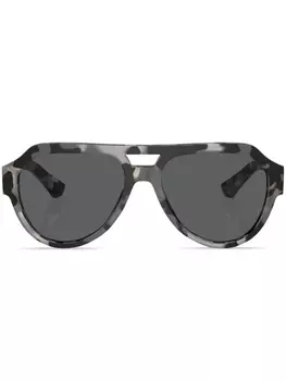 Солнцезащитные очки-пилоты черепаховой расцветки Dolce & Gabbana Eyewear, серый