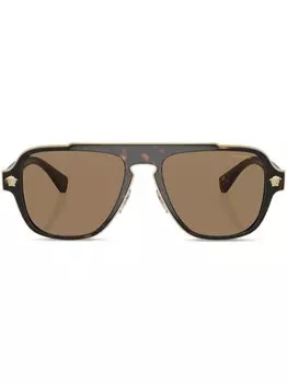 Солнцезащитные очки-пилоты черепаховой расцветки Versace Eyewear, зеленый