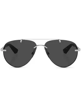 Солнцезащитные очки-пилоты с эффектом металлик Burberry Eyewear, серебряный