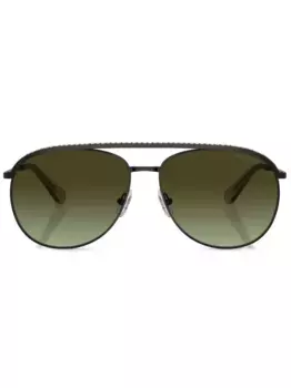 Солнцезащитные очки-пилоты с кристаллами Swarovski, черный