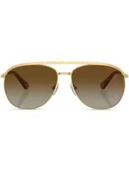 Солнцезащитные очки-пилоты с кристаллами Swarovski, золотой