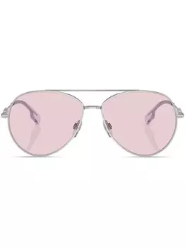 Солнцезащитные очки-пилоты с логотипом Burberry Eyewear, серебристый